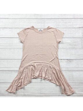 Peyton Bre Girls High Low Ruffle Hem Short Sleeve Pink Tunic Top 16